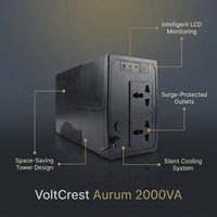 VoltCrest Aurum 2000VA Battery Backup System — infographic