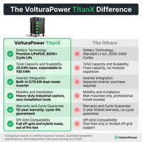 VolturaPower TitanX 20kWh Storage Battery & Inverter — Comparison